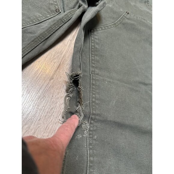 Carhartt Olive Green B136 MOS Dungaree Fit Double Knee Jeans 31 x 32 Mens Grunge - Picture 2 of 12